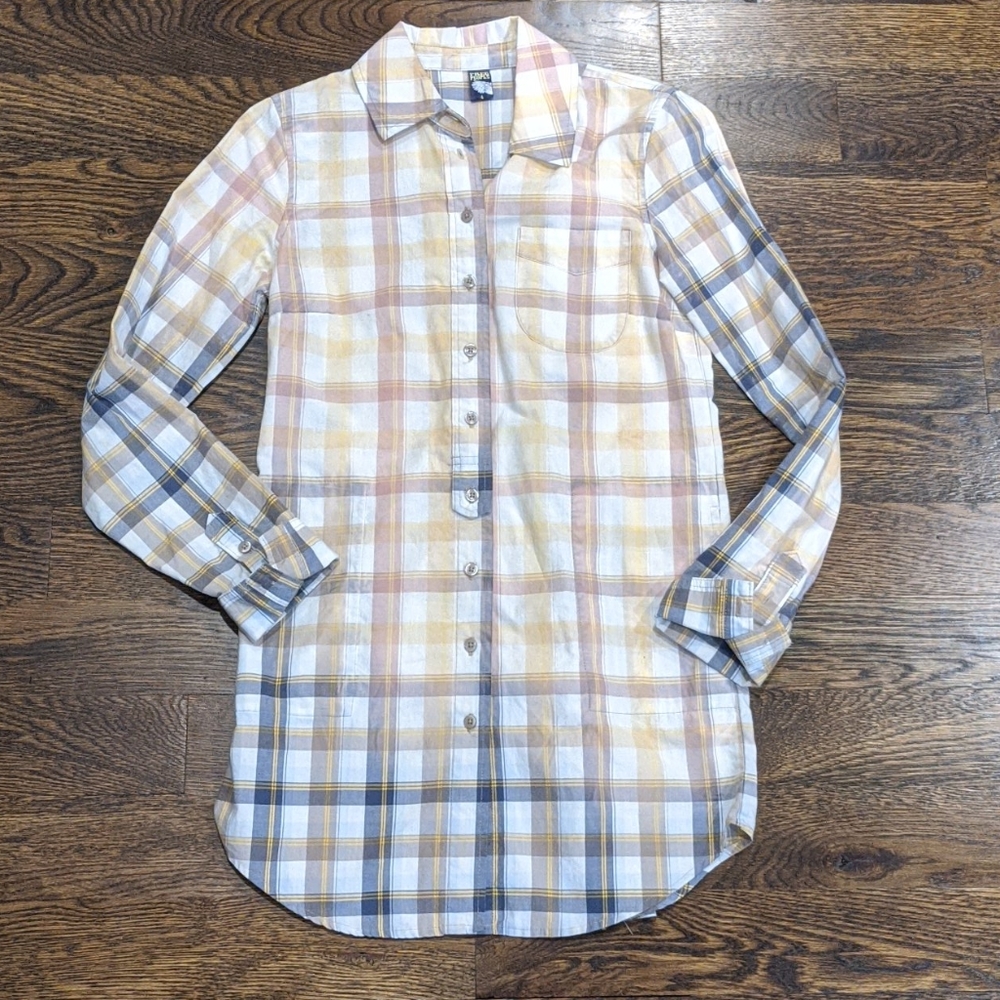 Free People Plaid Dip Dyed Tunic Size 4